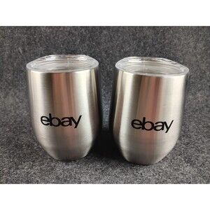 Stainless Steel Wine Carafe Tumbler Set with Lids eBay Logo Lot of 2